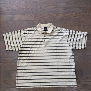 Pebble Beach Cream and Black Striped Golf Polo